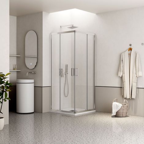 Box Doccia 70x80 cm Doppio Scorrevole Vetro Trasparente e Profilo Cromo - Escape