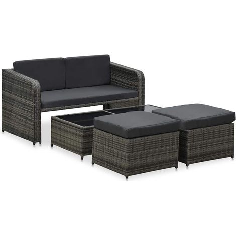 vidaXL Muebles jardín 4 pzas y cojines ratán sintético gris antracita (1/5)