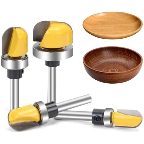 Set mit 4 Fräsern mit 6,35 mm Schaft und Kugellagerbasis: 1,27 cm, 1,9 cm, 1,9 cm, 3,5 cm, 3,8 cm, entwickelt für Holzbearbeiter (1/5)