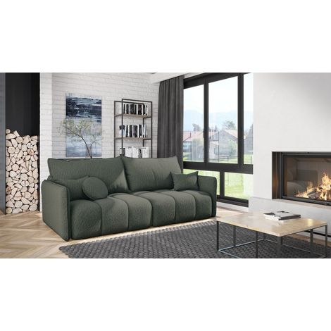 Sofa 3-Sitzer mit Schlaffunktion MORGANO Stoff Abriamo Graphit (1/5)
