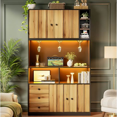 Mobile cucina con vetrina e prese 100x40x180 cm OKMYHOME (1/5)