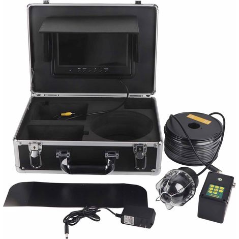 Caméra vidéo sous-marine 9 pouces DVR 50 mètres étanche IP68 20 LED 360° rotative dôme panoramique avec carte mémoire 16G 100-240V (1/5)