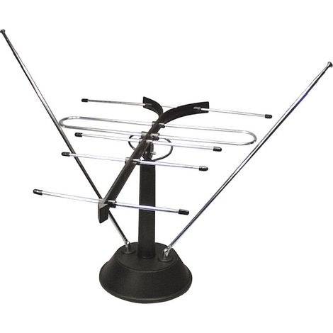 Transmedia FZ10L - Antena de televisión para interior (47-860 MHz, VHF-UHF, 75 Ohm, cable de 1 m)