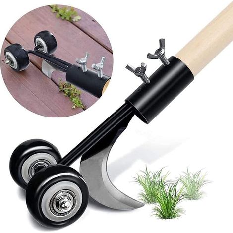 Manual Weeder with Wheels Weeding Blade Tool for Weeding Cracks and Crevices Garden Hand Weeder Cleaning Tool (1/5)