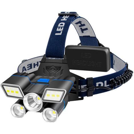LED Headlamp, USB Rechargeable Headlamp, Powerful Waterproof Head Torch with 9 Lighting Modes, 90° Adjustable (1/5)