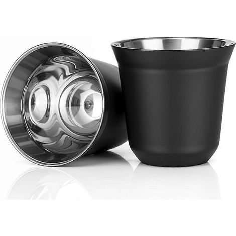 80-ml-Espressotassen-Set aus Edelstahl – 2er-Pack, doppelwandig, schwarz (1/5)