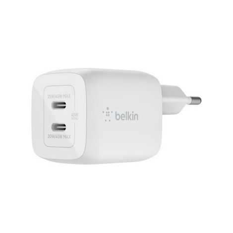 ChargePlus Caricatore da Muro Dual USB-C 45W Slim Bianco