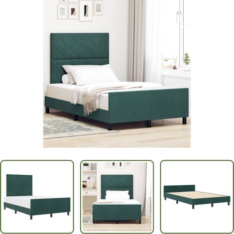 Samtbett - Boxspringbett mit Kopfteil Dunkelgrün 120 x 190 cm Samt (1/5)