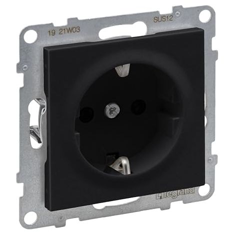 LEGRAND, SEANO 765320 PRISE DE COURANT AVEC PROTECTION DE CONTACT ACCRUE - BORNES ENFICHABLES - 16 A - 250 V - COULEUR : NOIR LA