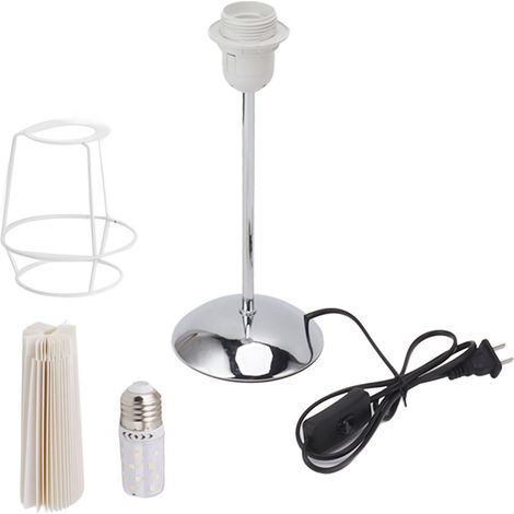 Lampe de chevet LED en métal, 3 couleurs, avec abat-jour plissé en tissu, pour chambre ou salon. (1/5)