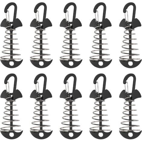 Deckankerpfähle, 10 Stück aus windfester Aluminiumlegierung mit Federverschluss, tragbarer Anker für Outdoor-Camping