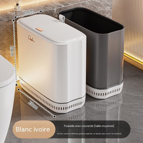 Poubelle à adsorption par pression d'air de grande capacité, de couleur blanc-gris, à fente étroite, adaptée aux cuisines, salles de bains, chambres, etc. (1/5)