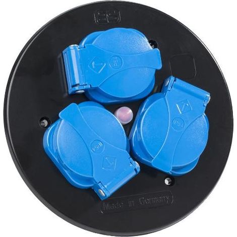 3-fach-Steckdoseneinsatz mit Thermoschutzschalter blau IP44