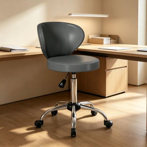 Fauteuil de bureau - Tabouret rotatif PU gris – massage intégré – hauteur réglable – 360° - Ergonomique (1/5)
