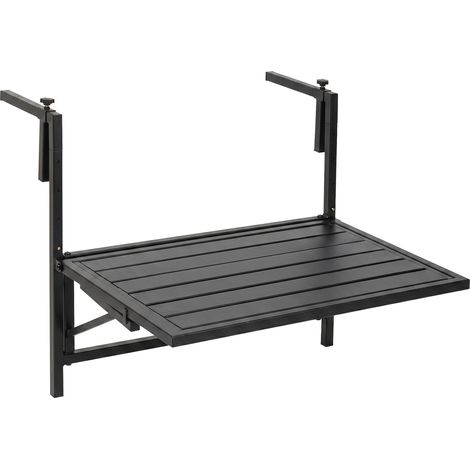 Etè - Table de Balcon Pliable 60 x 63 x 56 cm, Étagère Suspendue d’Extérieur en Métal Noir (1/5)