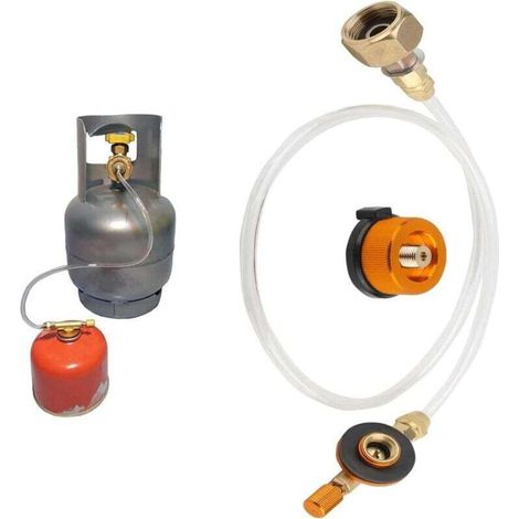 Adaptateur De Cartouche De Gaz - Connecteur Cuivre Pour Récipient Plat Et Long - Compatible Camping Barbecue - Lot De 1 (1/4)