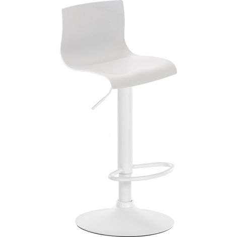 Sgabello da bar x1 con poggiapiedi girevole schienale curvo in plastica bianca e metallo bianco 100004982