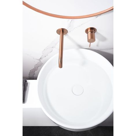 Mice - Grifo monomando empotrado para lavabo de latón para agua Frio/Caliente - Griferia empotrada de baño para lavamanos Color Oro Rosa Cepillado (1/4)