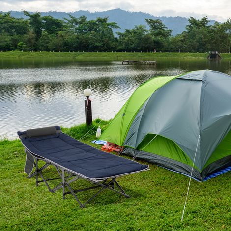 Lit camp pliant adultes coussin sac transport - - Dimensions: 188x64,5x53cm - Couleur: Bleu
