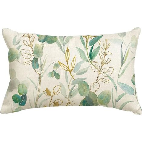 Housse de coussin décorative d'été Artoid Fashion à motif feuilles d'eucalyptus vertes, 30 x 50 cm, idéale pour le printemps, le canapé et le salon. (1/5)