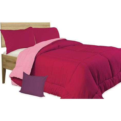 TRAPUNTA FX piumone TINTA UNITA FUCSIA - ROSA double face INVERNALE 350 GR. CON FEDERA ARREDO 1 PIAZZA E MEZZA cm. 220x260