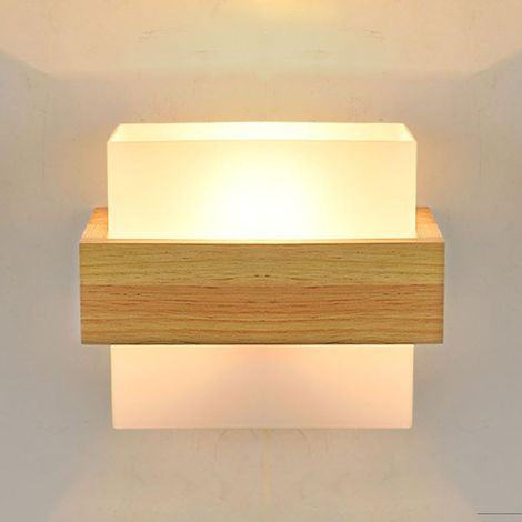 Wandleuchte aus Holz, kreative Wandleuchte, Nachttischlampe, Wandleuchte geeignet für das Wohnzimmer, Leuchtmittel nicht enthalten (1/5)