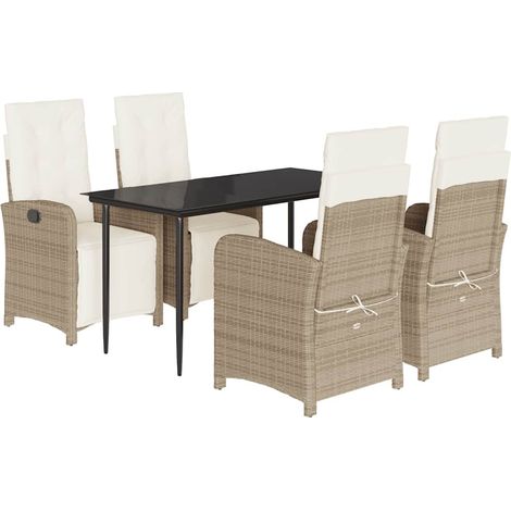 Maison Exclusive - Set comedor de jardín 5 pzas con cojines ratán (1/5)