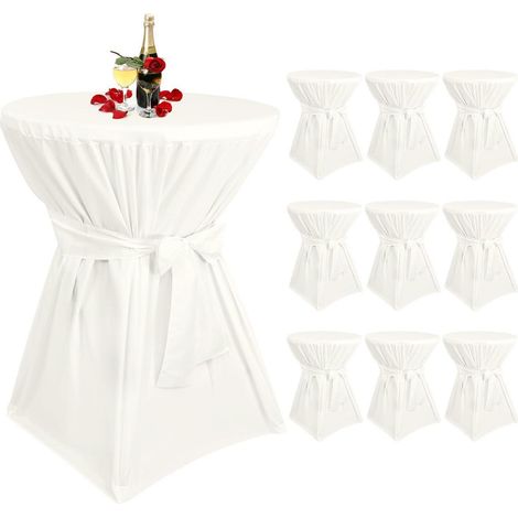 10er-Set Stehtischhüllen Elfenbein für Ø80-85cm, Polyester mit Fußtaschen