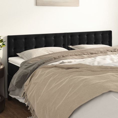Kopfteile Schwarz 200x5x78/88 cm Samt