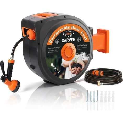Garden Hose Reel - Automatic Rewind - 65FT, PP & PVC - for Garden, Car Wash, Outdoor (1/5)