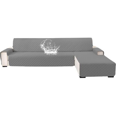 Impermeable Housse De Canapé d'angle 3 Places, Couverture Canapé Angle Universel Réversible, Housse Canape d'angle avec Accoudoirs, Protection Chat Chiens Griffures, Gris Clair