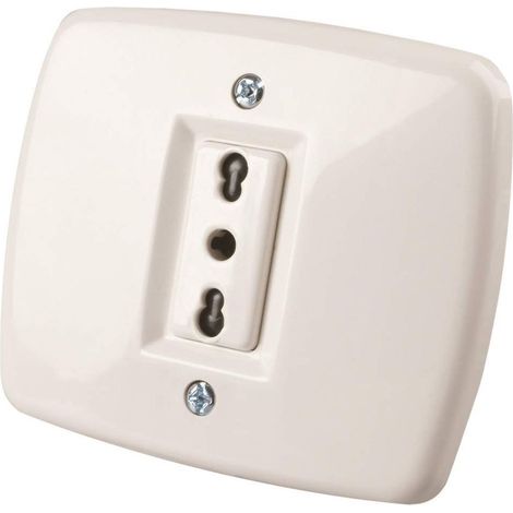 POLY POOL  PP0137X Presa Corrente Elettrica a Incasso Bivalente per Spina Italiana 10A - 250Vcolore Avorio - con Scatola Rettangolare per Fissaggio - Made in Italy (1/3)