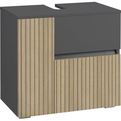 Wisla -Armoire évier avec 1 porte et 1 tiroir 1 abattant en anthracite