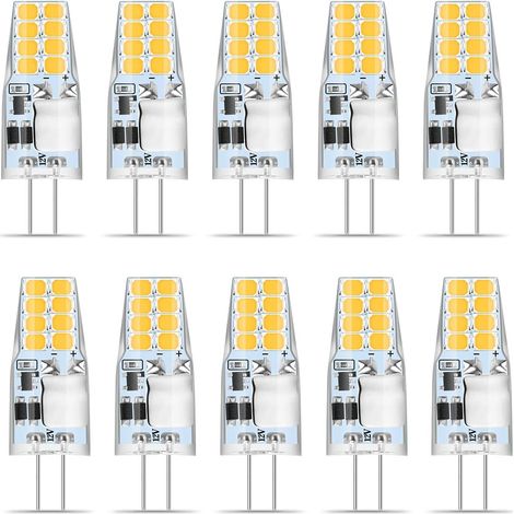 Ampoule LED G4 blanc chaud, lot de 10, 12 V, 3 W, blanc chaud 3000 K, 16 LED SMD 2835, remplace une ampoule halogène de 35 W, sans scintillement, 350 lumens, angle de diffusion de 360°, non dimmable (1/5)
