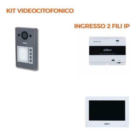 Dahua Kit videocitofonico 2 Fili IP - Posto esterno VTO3312Q-P + Monitor 7" VTH2622GW-W Nr.01 Monitor