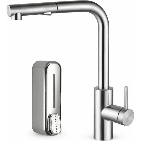 IMEX - Mitigeur de cuisine extractible 2 fonctions Oporto, Acier brossé S316 (1/5)