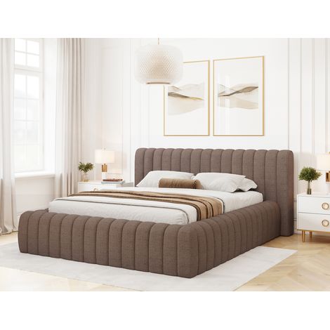 Lit coffre Madera prestige – Revêtement tissu tapissé-Marron-160x200 (1/5)
