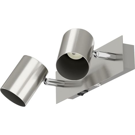 Applique murale WAIKA, 2 flammes, interrupteur, inox mat, carrée, 2x GU10 max. 60W (1/5)