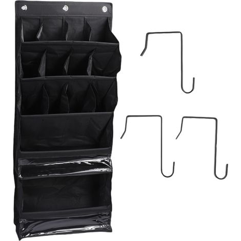 Hängender Schuhbeutel, atmungsaktiv, multifunktional, schwarz (mit Taschen)