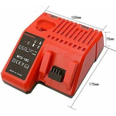 Chargeur de Batterie Li-ion M12-18C pour Batteries Milwaukee 12V. 14.4V et 18V - Compatible avec C1418C et Plus. (1/4)