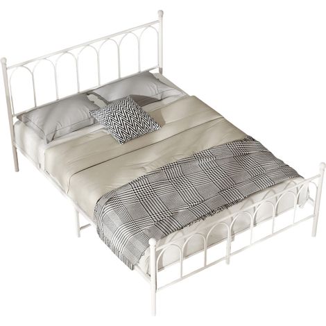 Bett Metall Weiß 140x200 cm inklusive Lattenrost, mit Stauraum unter dem Bett