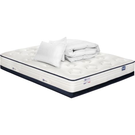 Matelas INEDIT 140x190 Hybride, ferme H27 + couette + 2 oreillers (1/4)