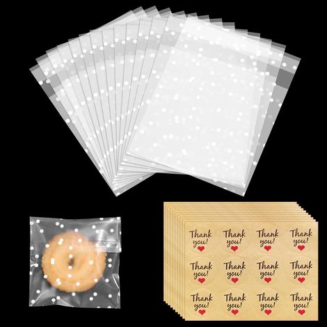 Sachet Cellophane - 100 Pièces - OPP Transparent - Fermeture Adhésive - Pour Cookies Et Bijoux - 10x10 Cm (1/5)
