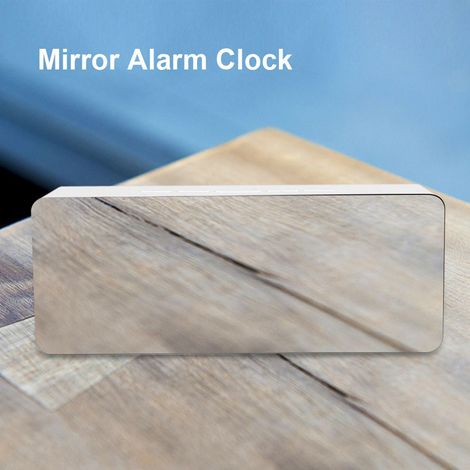 Miroir cosmétique numérique multifonction LED avec réveil et forme rectangulaire (1/5)