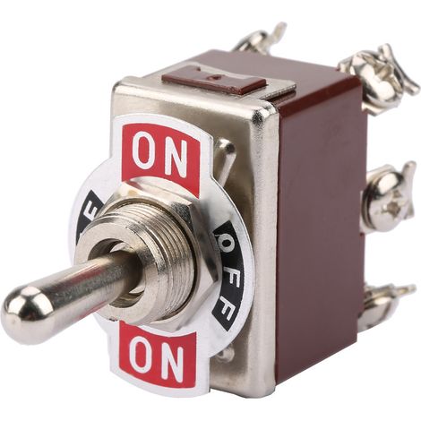 Interrupteur marche/arrêt, interrupteur momentané à 3 positions, 6 pôles, 12 mm, 15 A, 250 V CA (1/5)