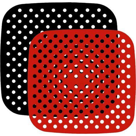 Tappetino riutilizzabile in silicone per friggitrice ad aria KZQ, facile da pulire, antiaderente, rosso e nero, 7,5 pollici (1/4)