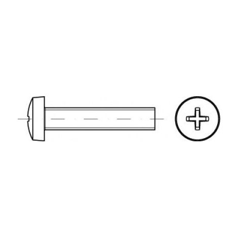 TOOLCRAFT TO-5430870 Vis cylindrique à tête bombée M2,5 10 mm cruciforme acier étamé par galvanisation 200 pc(s) C975071