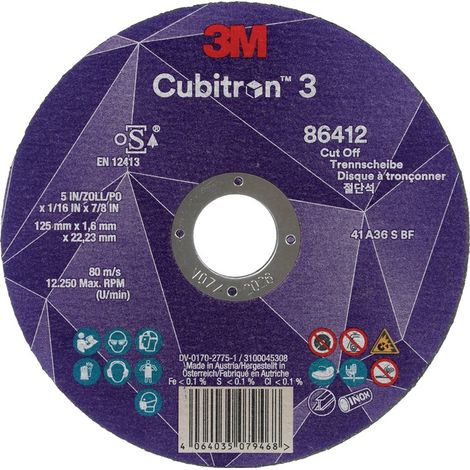 Trennscheibe Cubitron™ 3 D125x1,6mm gerade 3M™ Cubitron™ 3 Bohrung 22,23 mm 3M (1/2)