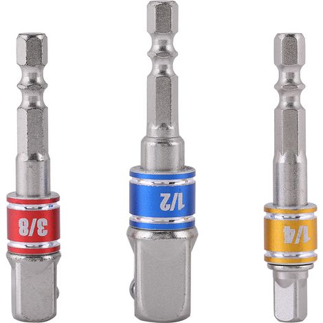 Lot de 3 rallonges pour tournevis électrique, adaptateur pour tournevis à emmanchement hexagonal 1/4 pouce, douille de vissage (1/5)