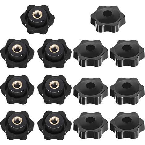 M8 Filetage Femelle de Serrage de Bouton, Étoile Tête Écrous De Serrage Bouton, Serrage Écrous Poignée Forme Étoile, Femelle Filetage En Plastique Noir, pour Machine-outil, 14 Pièces (1/5)